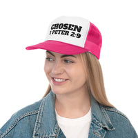 Chosen 1 Peter 2:9 Trucker Hat  pink or black - faith over fear - christian streetwear - woman chosen by god