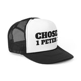 Chosen 1 Peter 2:9 Trucker Hat  pink or black - faith over fear - christian streetwear - woman chosen by god