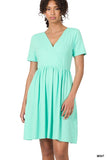 BRUSHED DTY BUTTERY SOFT FABRIC SURPLICE DRESS