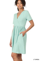 BRUSHED DTY BUTTERY SOFT FABRIC SURPLICE DRESS