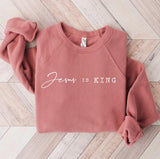 JESUS IS KING Graphic Unisex Fleece Pullover Relaxed Fit